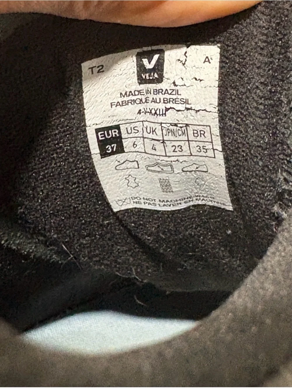 Veja Black Leather Sneakers with White V Detail